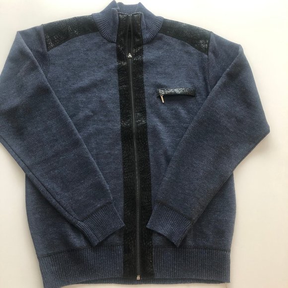 LEONARDO GAVINO Full zipper blue sweater - Picture 6 of 10